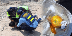 Gracias a dron, serenos y PNP capturan a sujeto con droga en cantera