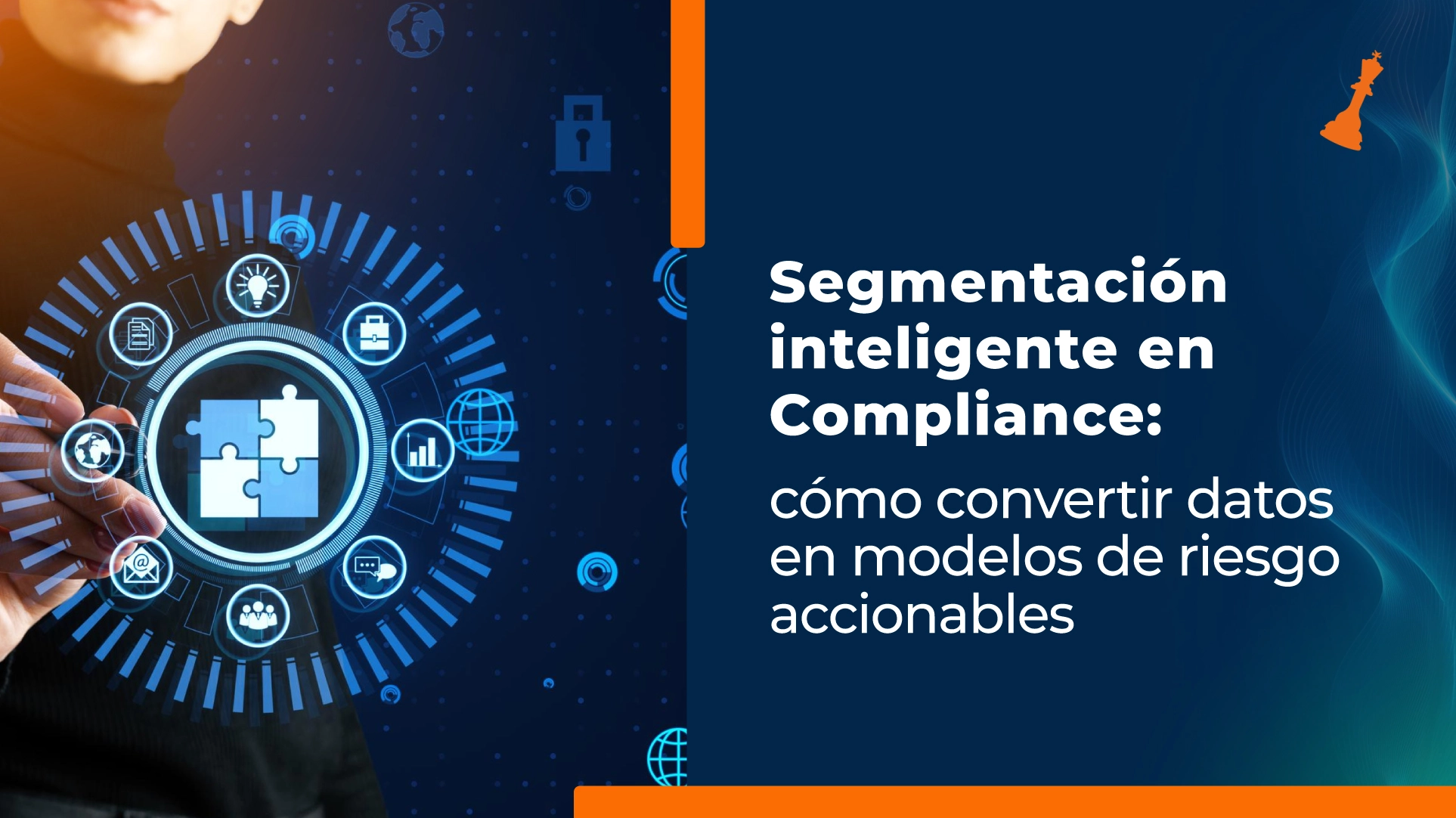 Panel de iconos de datos y compliance, imagen de portada sobre la segmentación inteligente en la gestión de riesgos